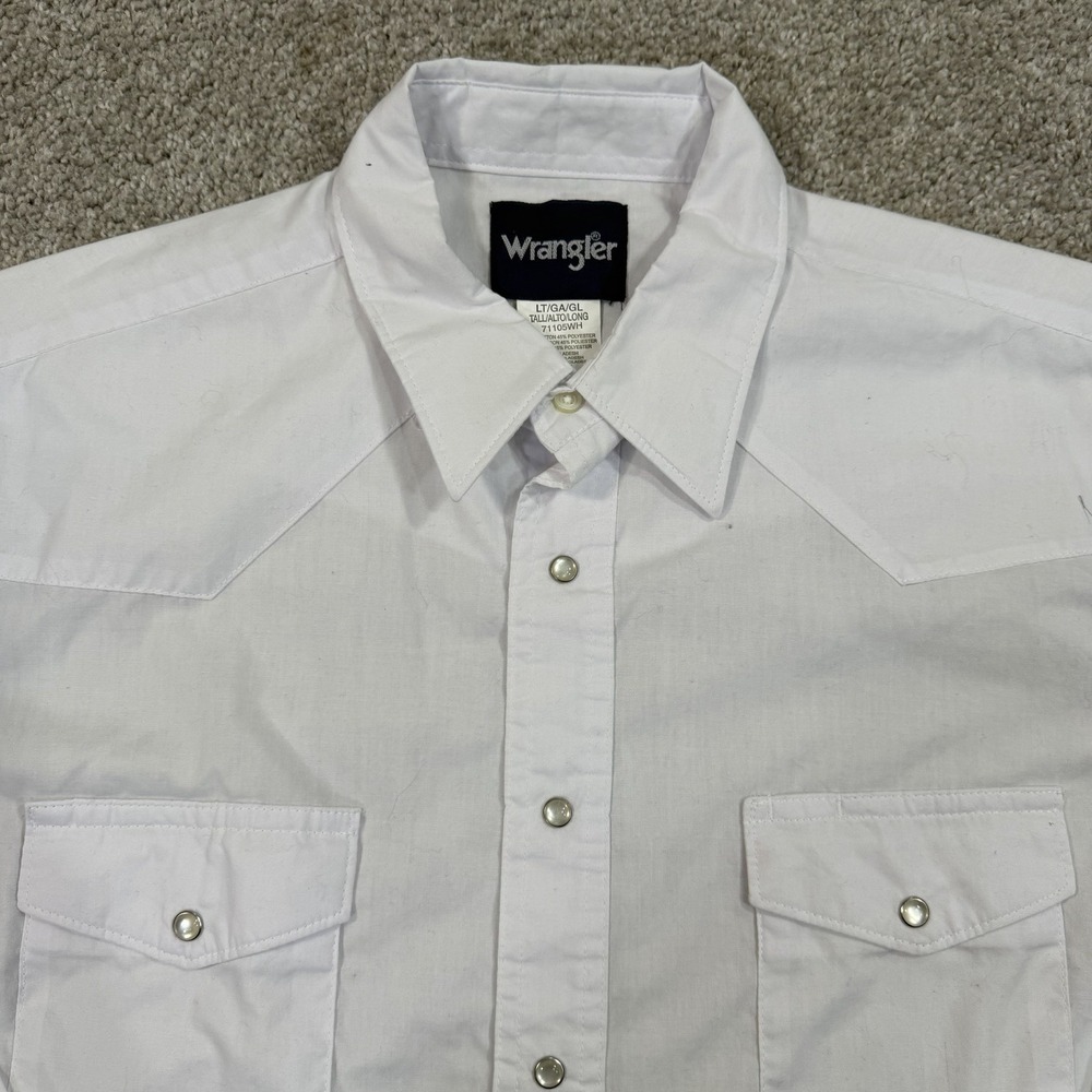 Wrangler Western Snap Shirt White Men LT Tall Pearl Button Western Rodeo Casual